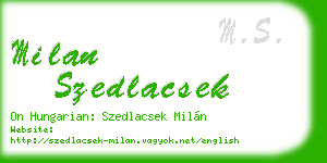 milan szedlacsek business card