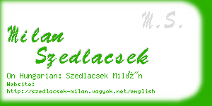 milan szedlacsek business card